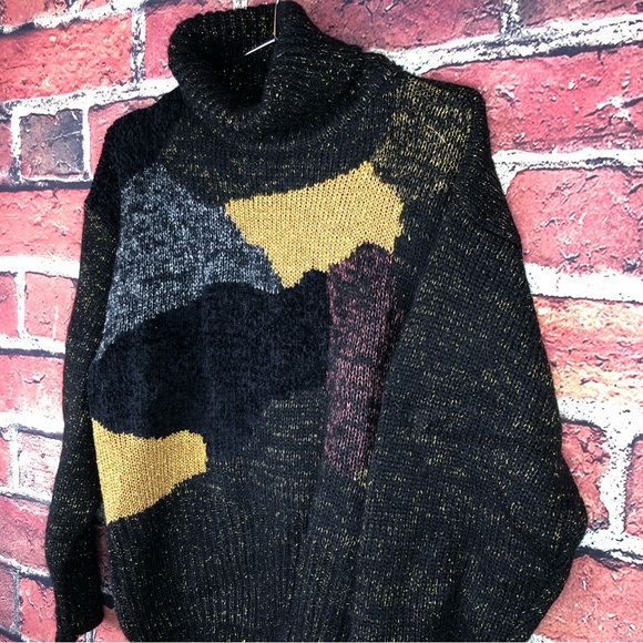 Vintage metallic mix media intarsia knit sweater - Picture 7 of 8